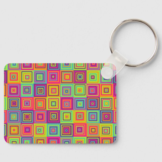Porte-clés Carrés géométriques colorés (Recto)