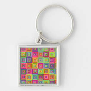 Porte-clés Carrés géométriques colorés