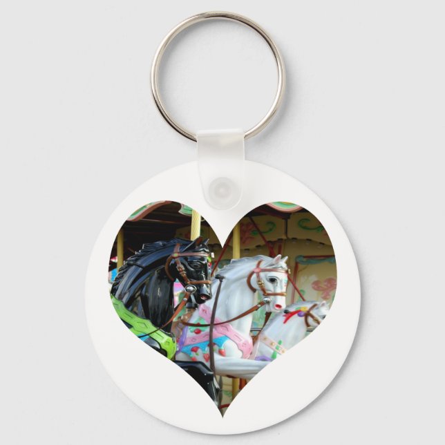 Porte-clés Carrousel Chevaux Coeur Keychain (Recto)