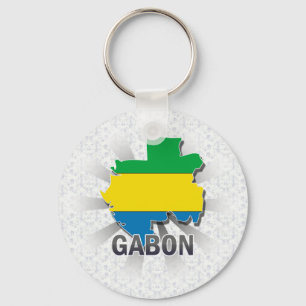 Porte-clés Carte 2,0 de drapeau du Gabon
