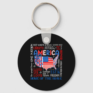 Porte-clés Carte 4 juillet États-Unis Coquette Bow Patrioti