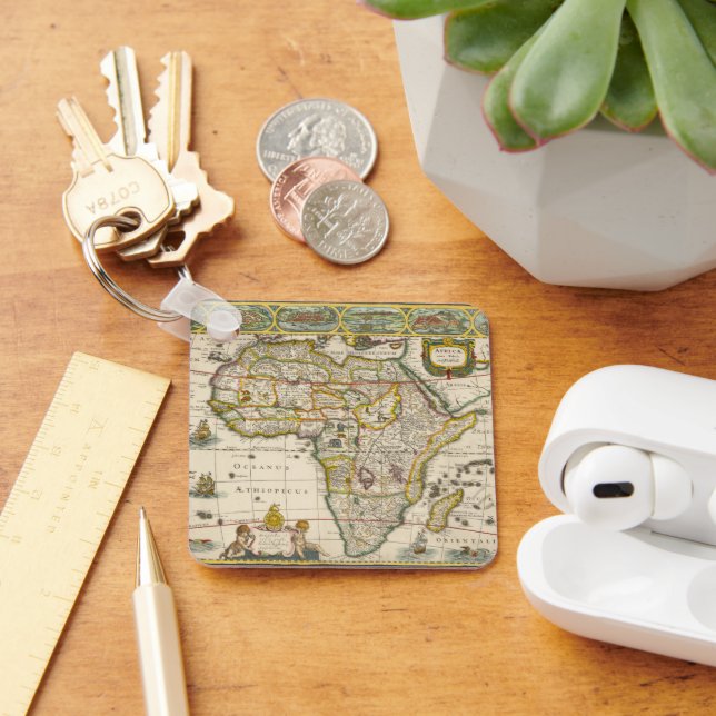 Porte-clés Carte ancienne de l'Afrique par Hondius et Jansson (Bureau)