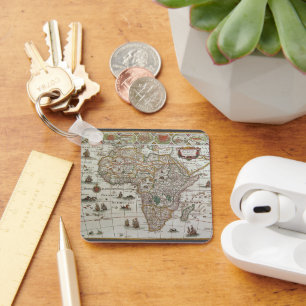 Porte-clés Carte antique de l'Afrique par Blaeu, vers 1635