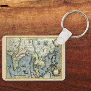 Porte-clés Carte antique de l'Asie du Sud-Est par Mercator / 