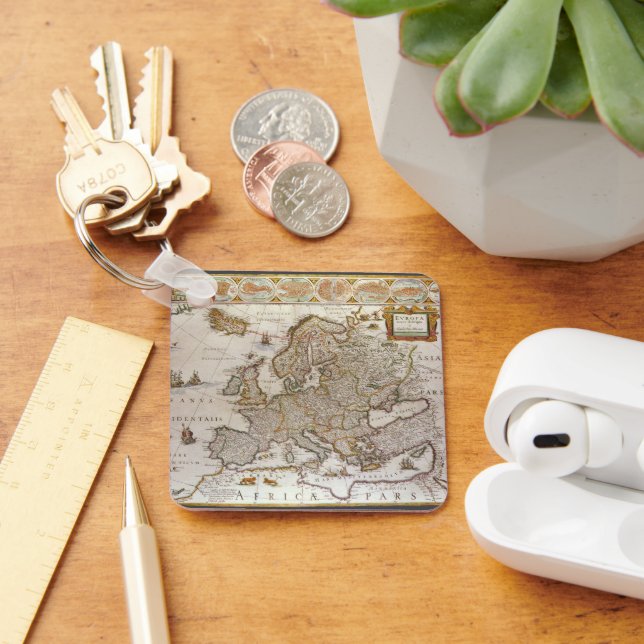 Porte-clés Carte antique de l'Europe par Willem Jansz Blaeu,  (Bureau)