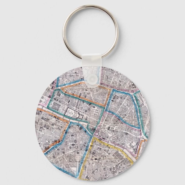 Porte-clés Carte antique de Paris (Recto)