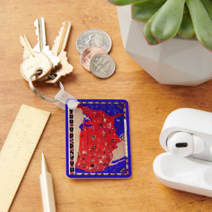 Porte-clés Carte antique vintage des États-Unis d'Amérique, U