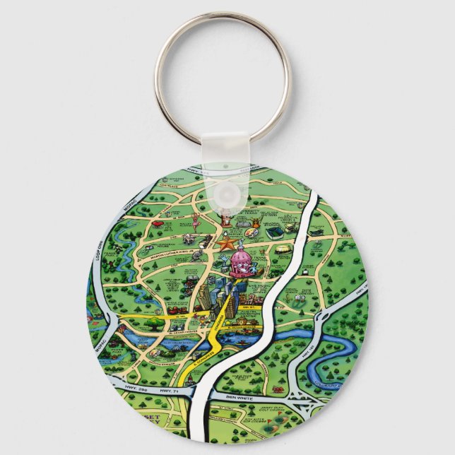 Porte-clés Carte Austin (Recto)
