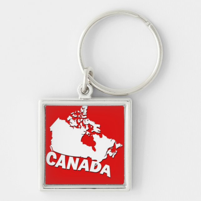 Porte-clés Carte blanche et rouge du Canada (Devant)
