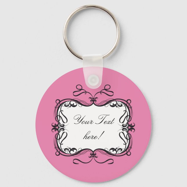 PORTE-CLÉS CARTE-CADRE FLORALE ROSE (Recto)