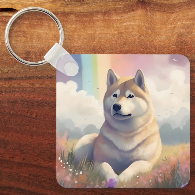 Porte-clés Carte commémorative Akita Inu Rainbow Bridge (Recto)