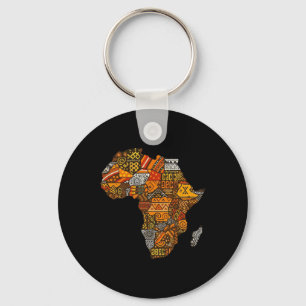 Porte-clés Carte d'Afrique Kente Juneteenth Afro-Américain No