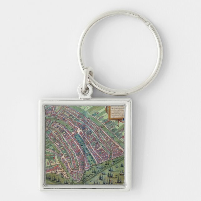 Porte-clés Carte d'Amsterdam, de 'Civitates Orbis Terrarum (Devant)