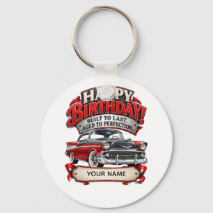 Porte-clés Carte d'anniversaire personnalisée de voiture vint