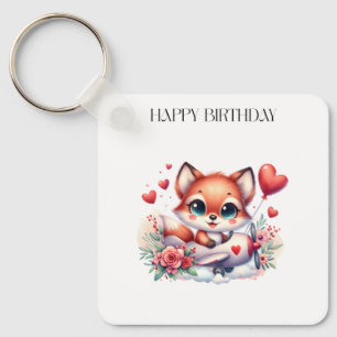 Porte-clés Carte d'anniversaire Pilote Renard