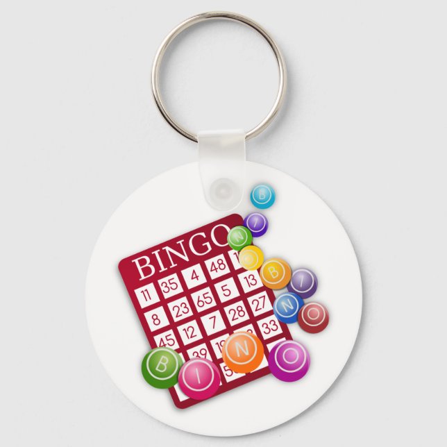 Porte-clés Carte de Bingo rouge dans les boules Clavier à dou (Recto)
