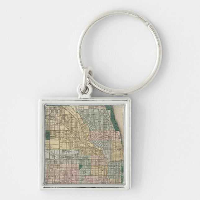 Porte-clés Carte de Chicago City (Devant)