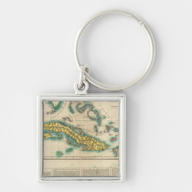 Porte-clés Carte De Cuba Et Des Îles Bahama (Devant)