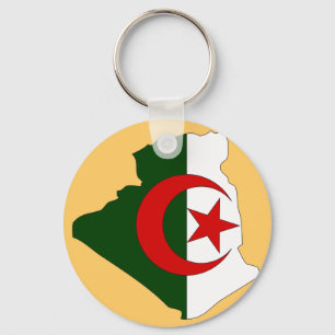 Porte-clés Carte de drapeau de l'Algérie