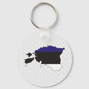 Porte-clés Carte de drapeau de l'Estonie normale