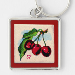 Porte-clés Carte de jeu Cerises vintages