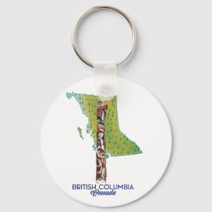 Porte-clés Carte de la Colombie-Britannique Canada affiche. G