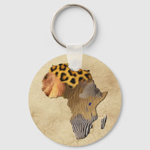 Porte-clés Carte de la faune de l'AFRIQUE Porte - clé