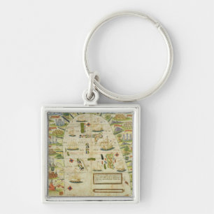 Porte-clés Carte de la mer de la Chine, télécopie des 'atla