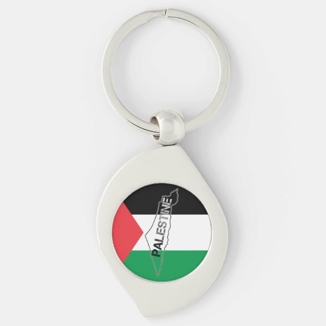 Porte-clés Carte de la Palestine libre sur le drapeau palesti (Devant)