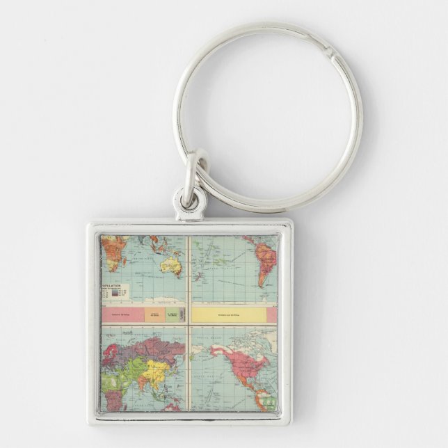 Porte-clés Carte de la population mondiale (Devant)