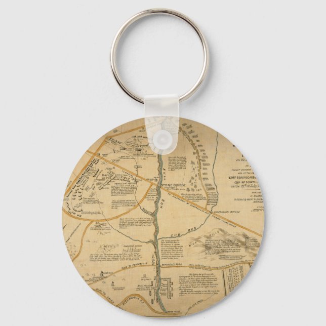 Porte-clés Carte de la première bataille de Bull Run de guerr (Recto)