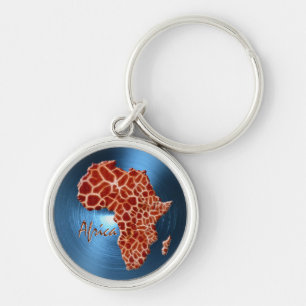 Porte-clés Carte de l'AFRIQUE Steel-Blue Giraffe Spot Series