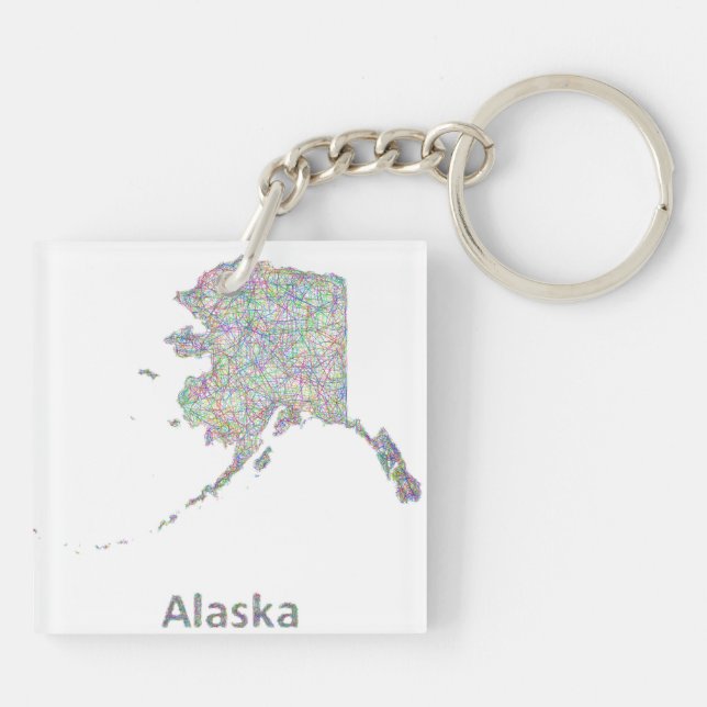 Porte-clés Carte de l'Alaska (Dos)