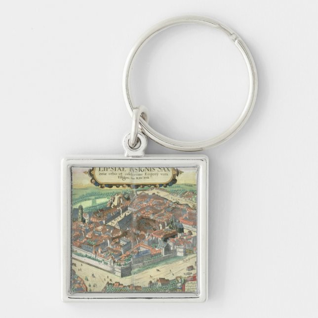 Porte-clés Carte de Leipzig, de "Civitates Orbis Terrarum" (Devant)