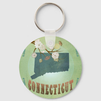 Porte-clés Carte de l'état du Connecticut - Vert