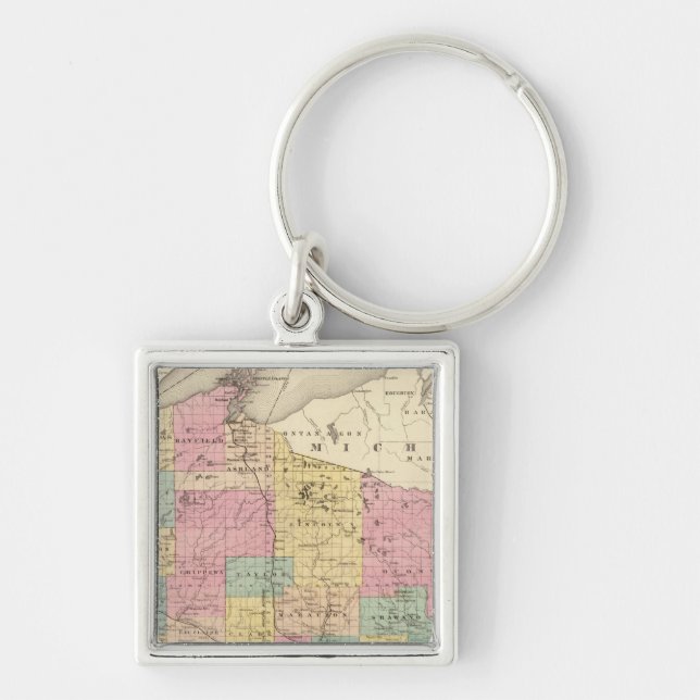 Porte-clés Carte de l'État du Wisconsin (Devant)