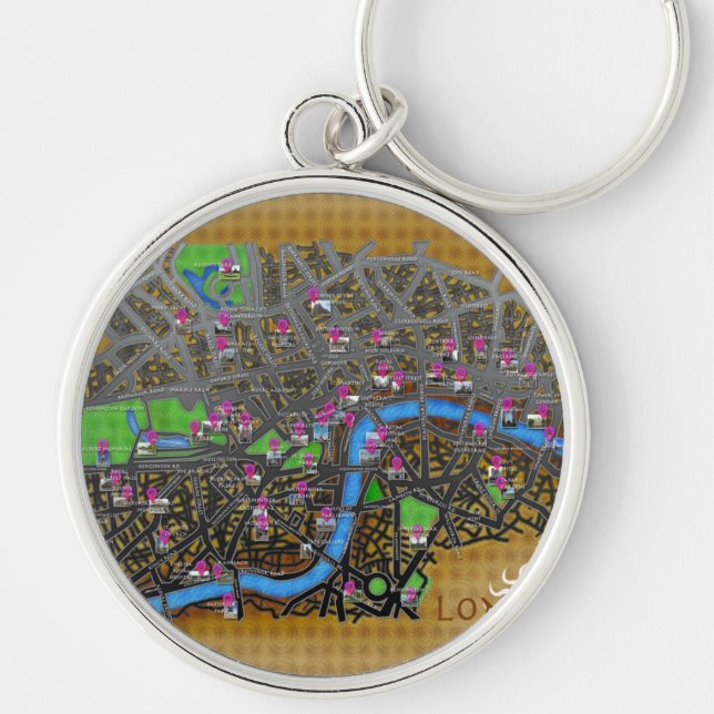 Porte-clés Carte de Londres en version dessin animé (Devant)