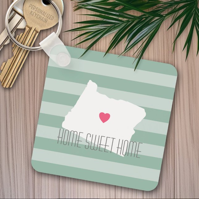 Porte-clés Carte de l'Oregon Maison État Amour avec Cœur Pers (Personalized keychain)