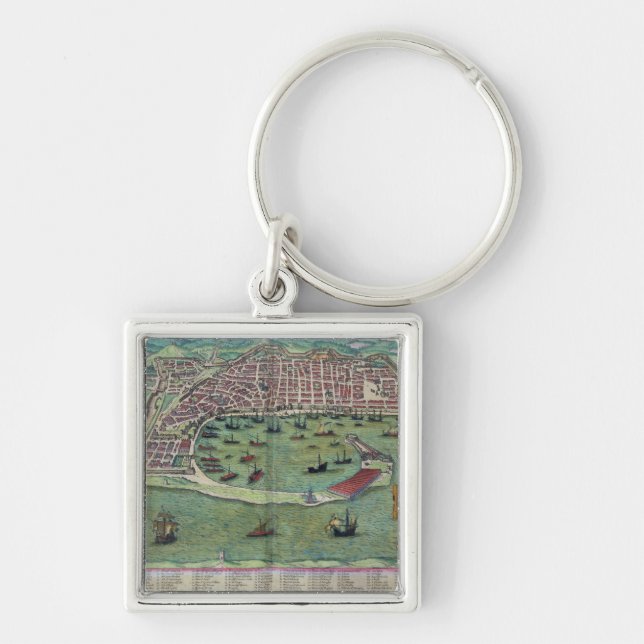 Porte-clés Carte de Messine, de "Civitates Orbis Terrarum" (Devant)