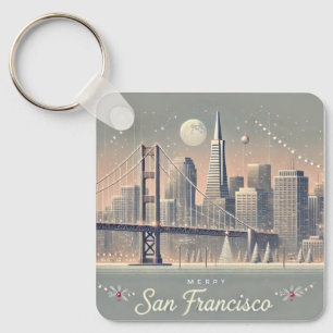Porte-clés Carte de Noël de San Francisco Pont Golden Gate