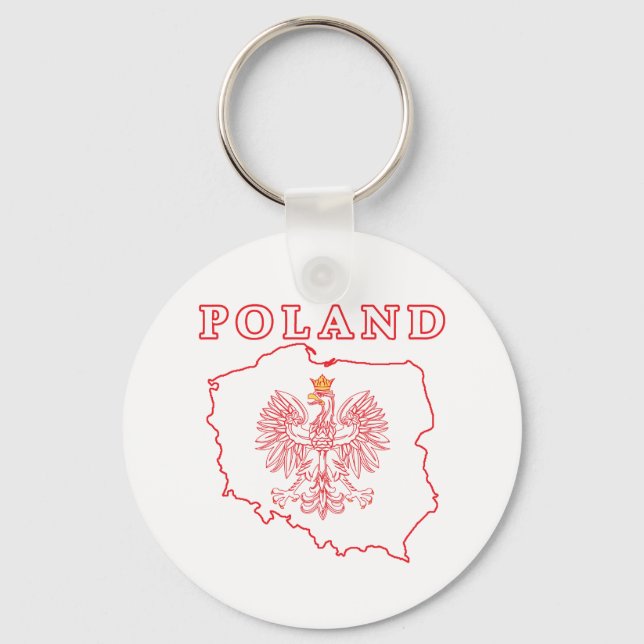 Porte-clés Carte de Pologne Rouge avec aigle (Recto)