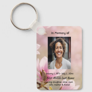 Porte-clés Carte de prière mémorial de photo de Magnolia Flor