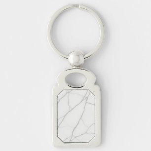 Porte-clés Carte de profil en marbre blanc