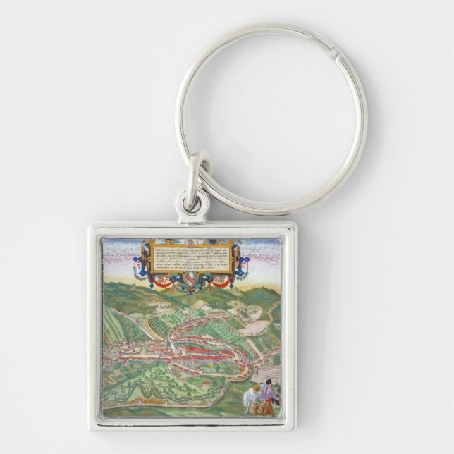Porte-clés Carte de Serravalle, de 'Civitates Orbis Terrarum (Devant)