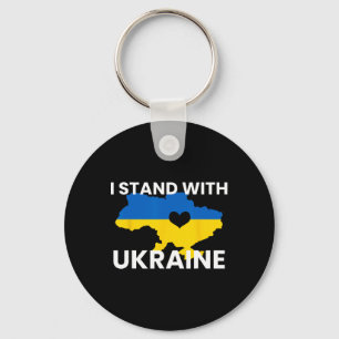 Porte-clés Carte de soutien à l'Ukraine Cœur debout ensemble