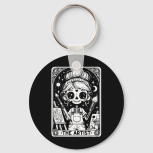 Porte-clés Carte de tarot d'artiste squelette peintre profess