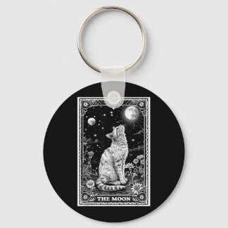 Porte-clés Carte de Tarot de Chat Chapeau de Lune Sorcière Ha