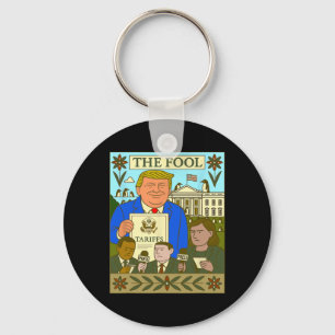 Porte-clés Carte de tarot de Trump Le Fou impose un tarif sur