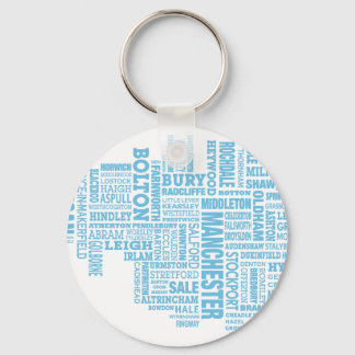 Porte-clés Carte de type bleu du Grand Manchester