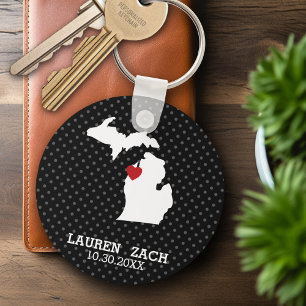 Porte-clés Carte de ville de l'État d'origine du Michigan -